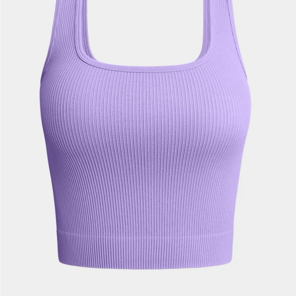 OQQ Lilac Ribbed Crop Top New